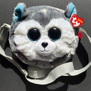Ty Slush Plush Bag with Gray and White Fur